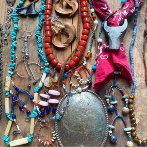 Jewelry Lot Boho Gypsy Southwestern  Vintage 925  Necklaces Earrings